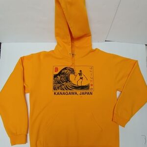 Kanagawa Japan Yellow Graphic Hoodie Streetwear Size L